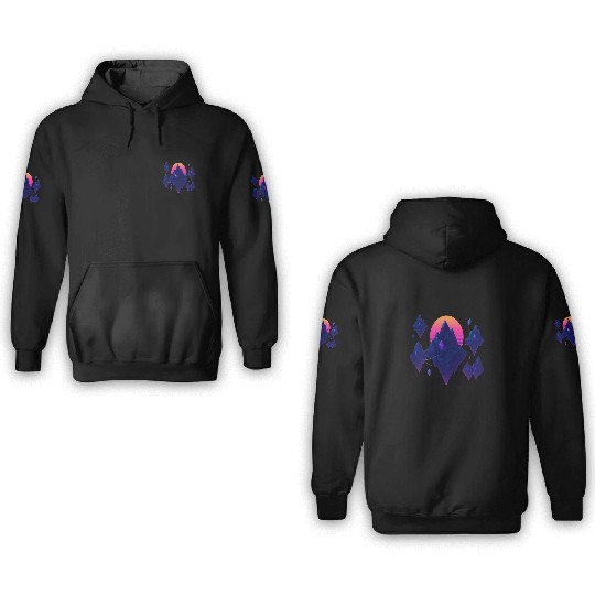 Crystal Skies – Neon Floating Islands 3D Hoodies