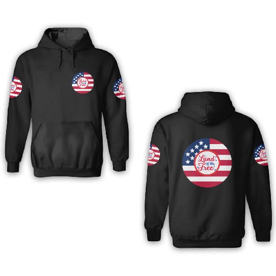 American Flag Design with Patriotic Quote 3D Hoodies