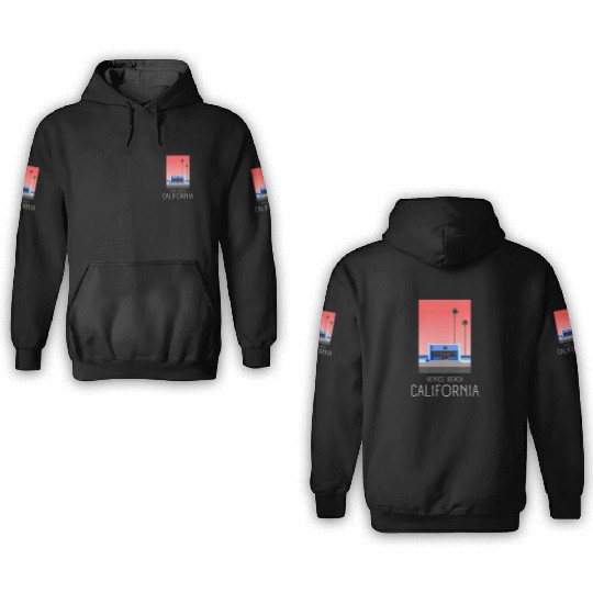 Retro Venice Beach California 3D Hoodies