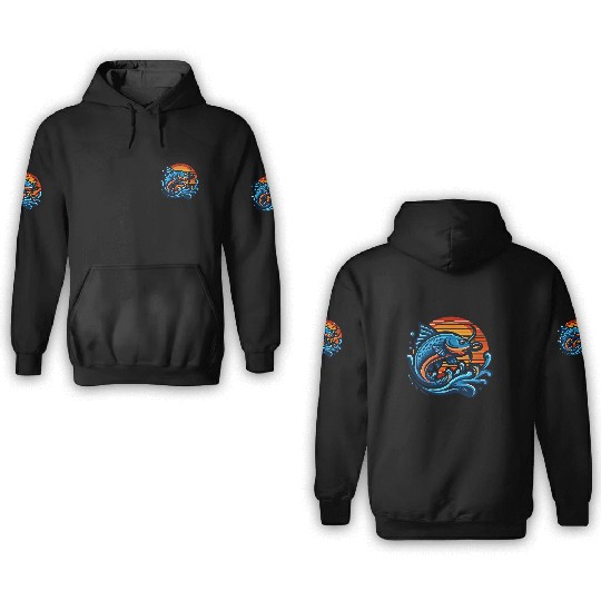 Leaping Catfish Sunset 3D Hoodies
