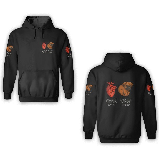 Boxer Lover's Heart Fawn 3D Hoodies