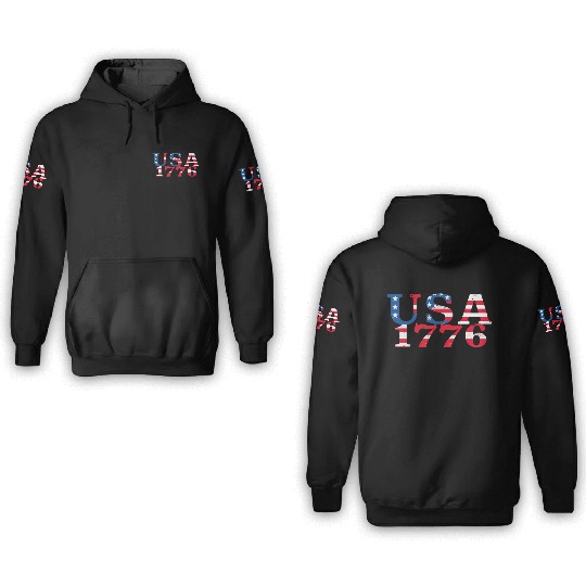 USA Established 1776 Stars Red White Blue 3D Hoodies