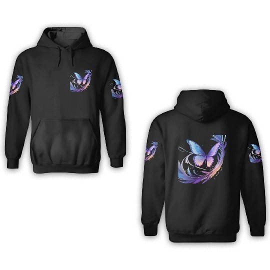 Spectrum Wings – Abstract Floral Butterfly Design 3D Hoodies