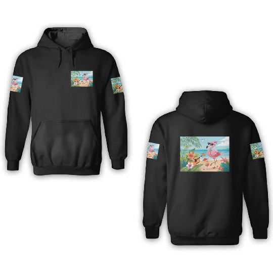 Tropical flamingo party 3D Hoodies