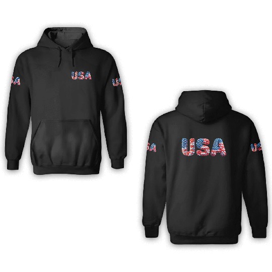 USA lettering in national colors  Balloon design 3D Hoodies