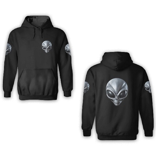 Small Grey Alien Extraterrestrial ET Being 3D Hoodies