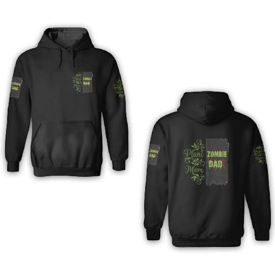 Plant Mom Zombie Dad Couple Design 3D Hoodies