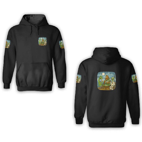 Bigfoot, Nessie and an Alien Play Poker - Cryptid 3D Hoodies