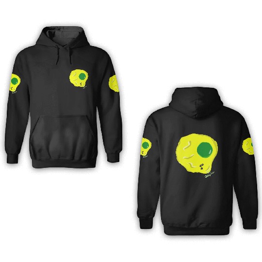 Yellow and green fried egg and flies 3D Hoodies