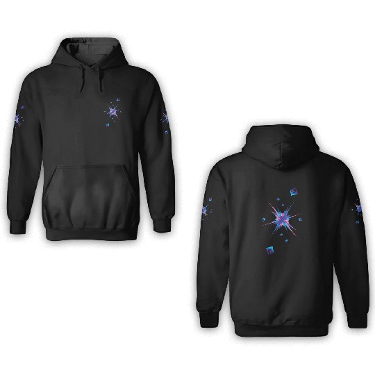 Vibrant Geometric Explosion in Neon Colors 3D Hoodies
