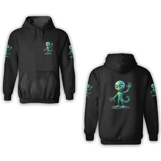 green alien 3D Hoodies