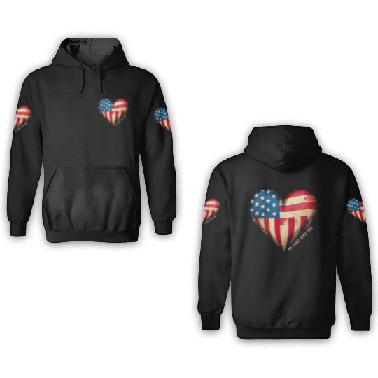 My Heart Beats True American Flag 3D Hoodies