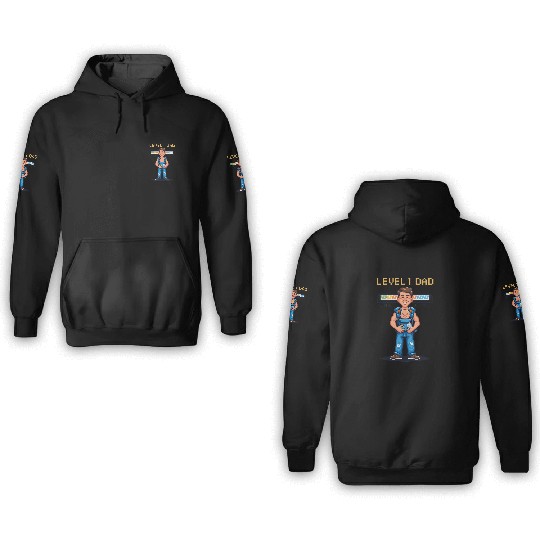 Funny Retro Gamer Dad Pixel Art Father's Day Gift 3D Hoodies