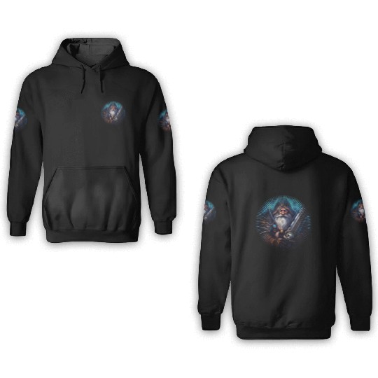 Rune Warrior with Sword Magic and Mystic Eyes 3D Hoodies