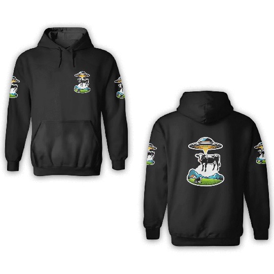 Alien UFO cow abduction 3D Hoodies