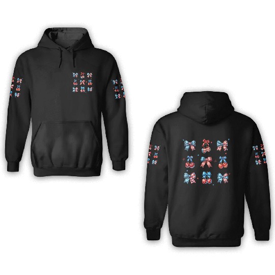 America Cherry Bow 4th of July 3D Hoodies