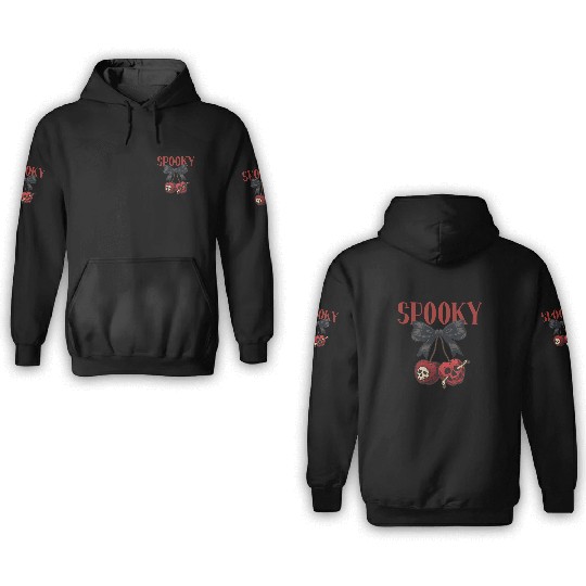 Spooky Skull Cherry Bow Halloween 3D Hoodies