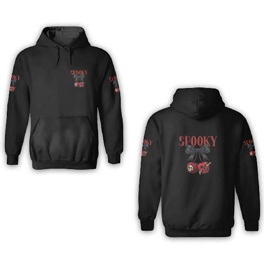 Spooky Skull Cherry Bow Halloween 3D Hoodies