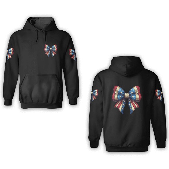 4th of July Coquette Bow USA 3D Hoodies