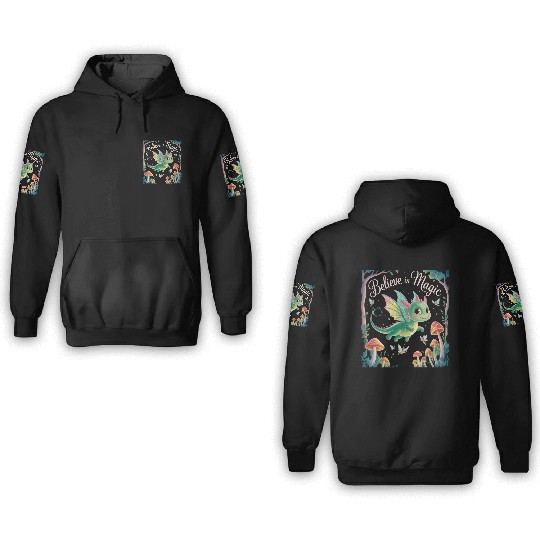 Believe in Magic – Cute Dragon & Fairy Fantasy 3D Hoodies