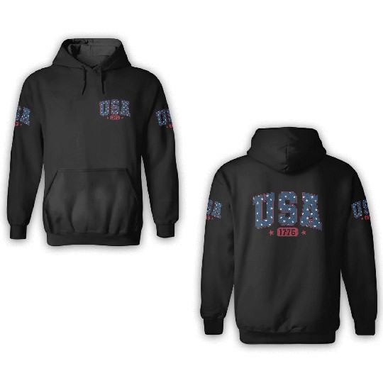 Usa 1776 Svg 4th of July Usa Varsity 3D Hoodies