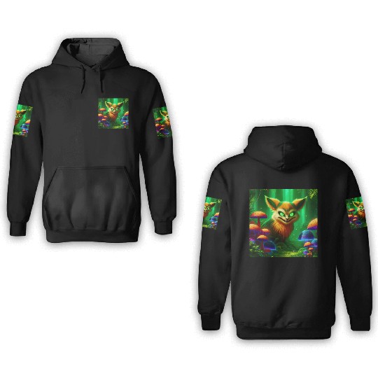Demon Fox in Enchanted Forest – Fantasy Creature 3D Hoodies
