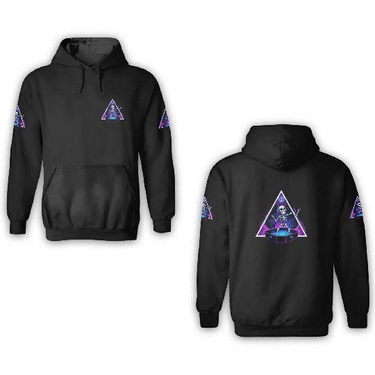 Neon Dancing Skeleton in Coffin 3D Hoodies
