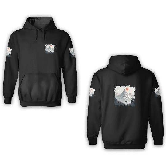 Serene Mountain Wilderness Scene 3D Hoodies