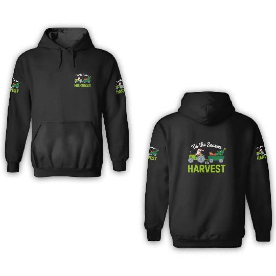 Tis The Season To Harvest Farm Tractor Christmas 3D Hoodies