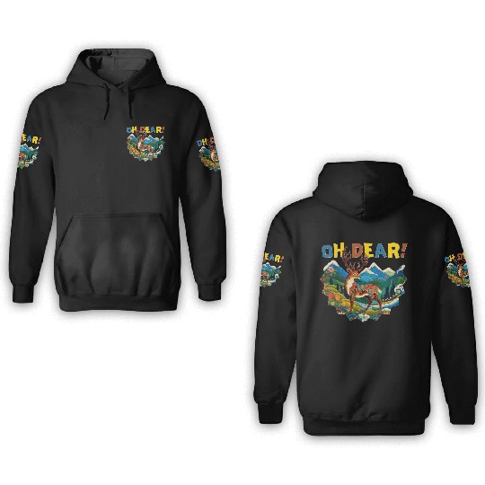 Oh-Dear-Wanderlust-Deer-in-Jungle-Tibetan-Folk-Art 3D Hoodies