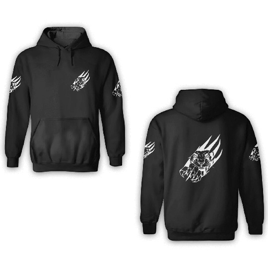 Panther Claw Rip White Outline 3D Hoodies