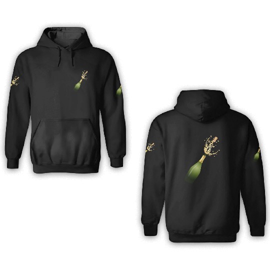 A champagne bottle – for New Year's Eve & parties 3D Hoodies