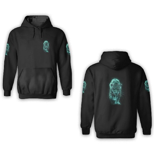 Neon Jaguar in Motion 3D Hoodies