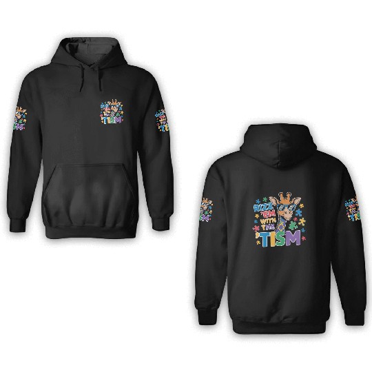 Giraffe with Puzzle Pieces and Sunglasses 3D Hoodies