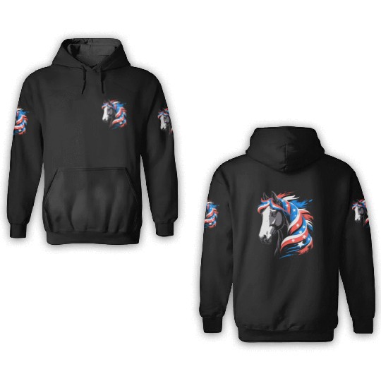 Patriotic Pony with Stars and Stripes Mane 3D Hoodies