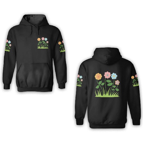 Whimsical Pastel Flower Pattern 3D Hoodies