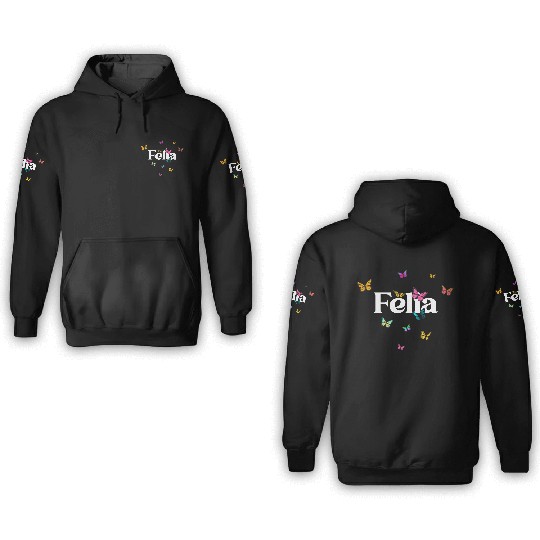 FELIA - beautiful girl name with cute butterflies 3D Hoodies