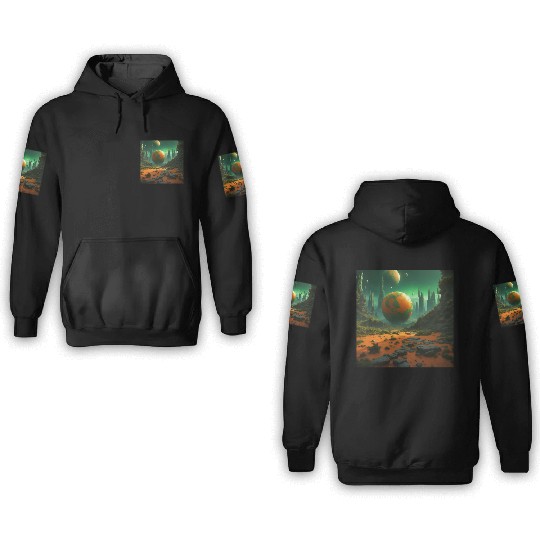 Sci-Fi Futuristic Alien Planet Landscape 3D Hoodies