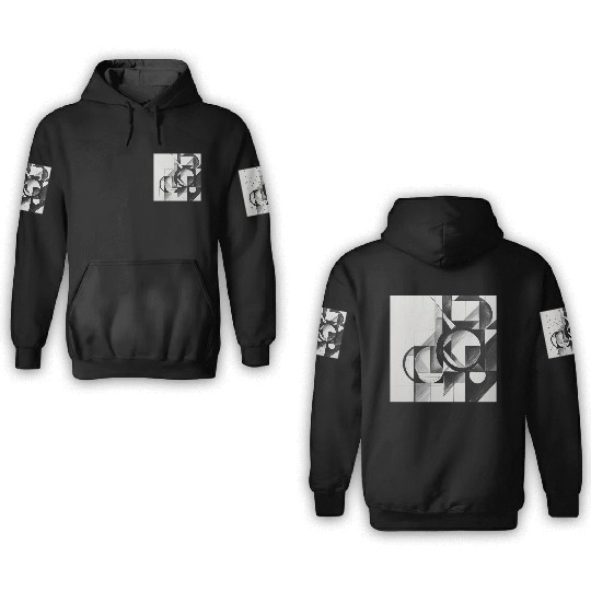 Geometric Black and White Abstract Art 3D Hoodies