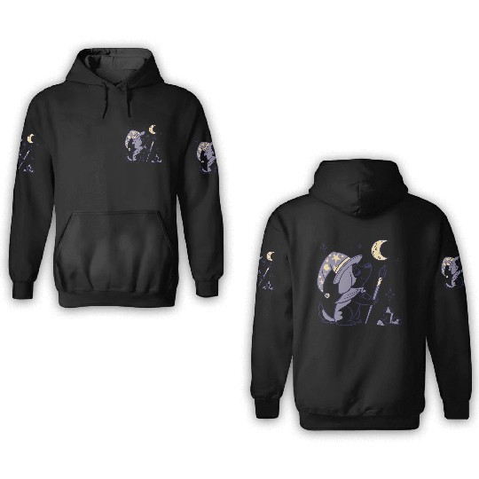 Mystical Moon Wizard Illustration 3D Hoodies