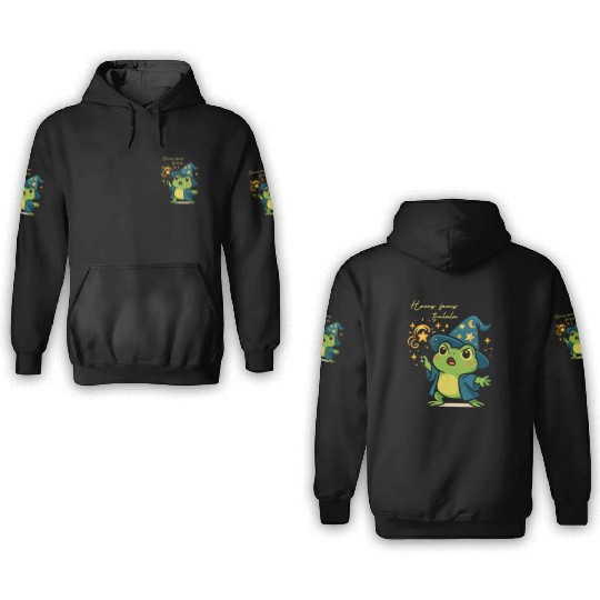 Magical Froggy Wizard Illustration 3D Hoodies