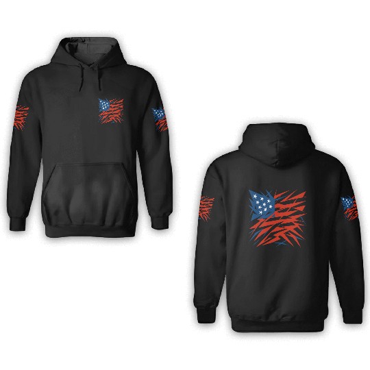 Abstract American Flag Deconstructivism Style 3D Hoodies