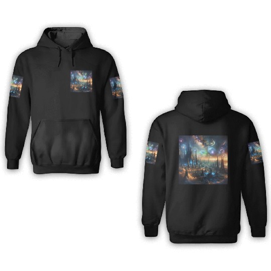 Future City On An Alien Space Base In Space Sci-Fi 3D Hoodies