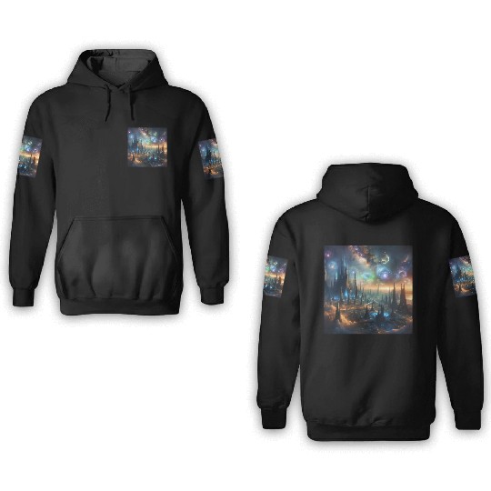 Future City On An Alien Space Base In Space Sci-Fi 3D Hoodies