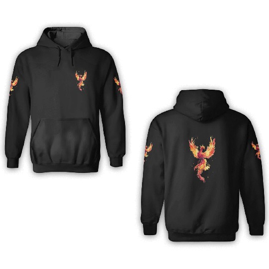 Fiery Phoenix Watercolor Illustration 3D Hoodies