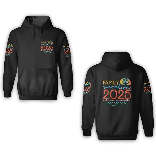 Family Vacation 2025 Tropical Sunset Design 3D Hoodies