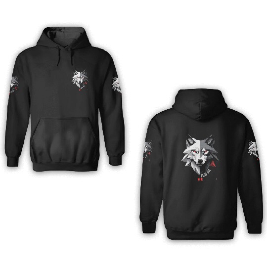 Fierce Wolf Geometric Design 3D Hoodies