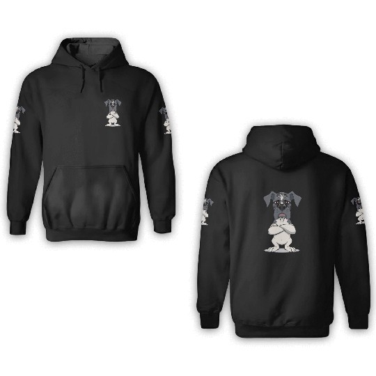 Grumpy great dane cartoon animal illustration 3D Hoodies