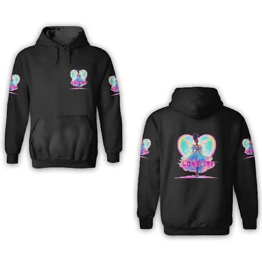Rainbow Fairy Heart Illustration 3D Hoodies