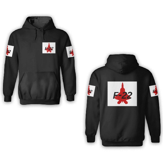 F-22 Stealth Fighter Silhouette Design 3D Hoodies